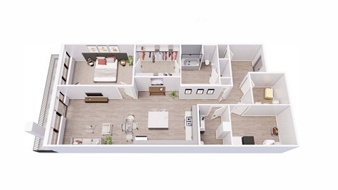 1 bed 1.5 bath 1A2 Floor Plan at Tesson Ridge, Saint Louis, 63128